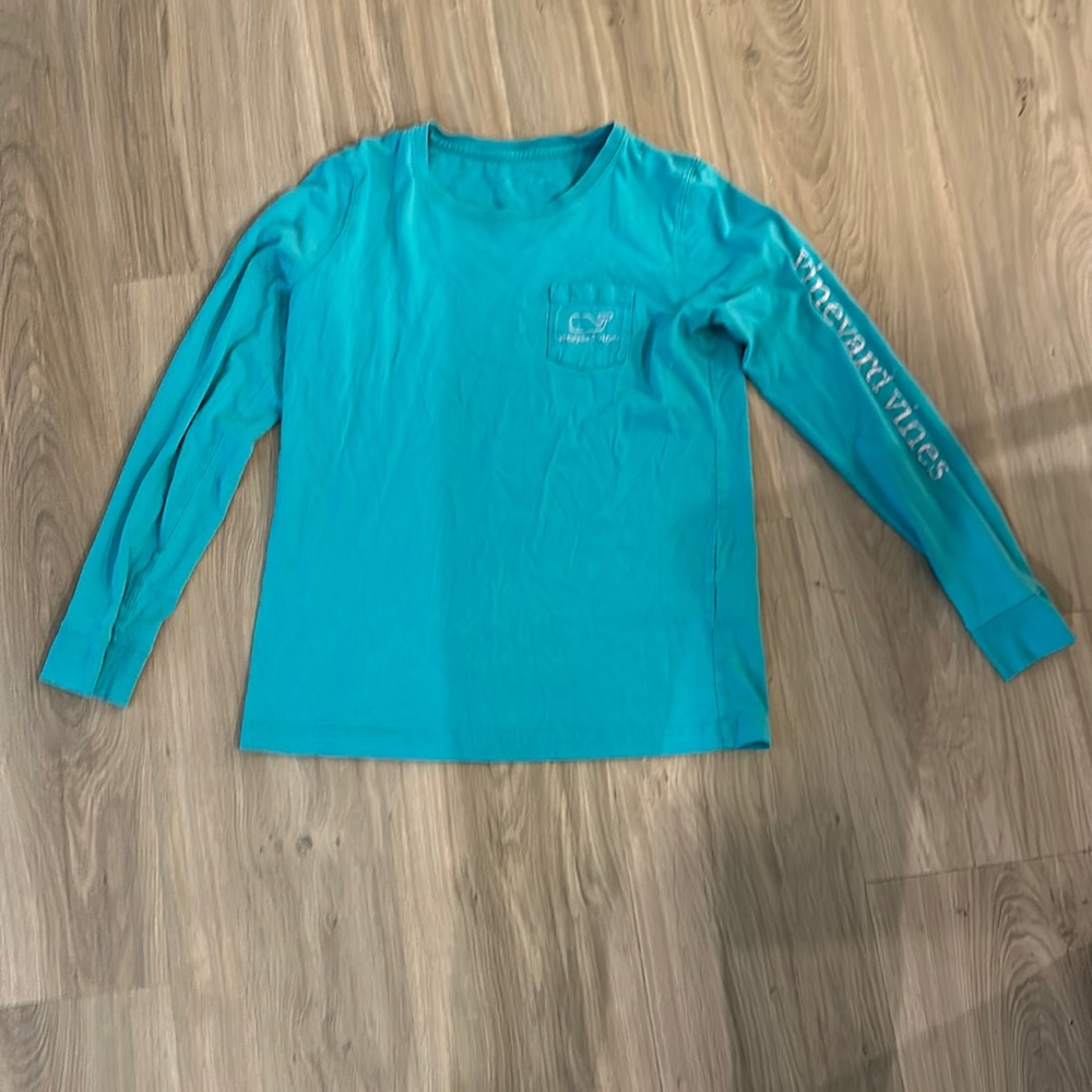 Vineyard vines which is  turquoise and long sleeve